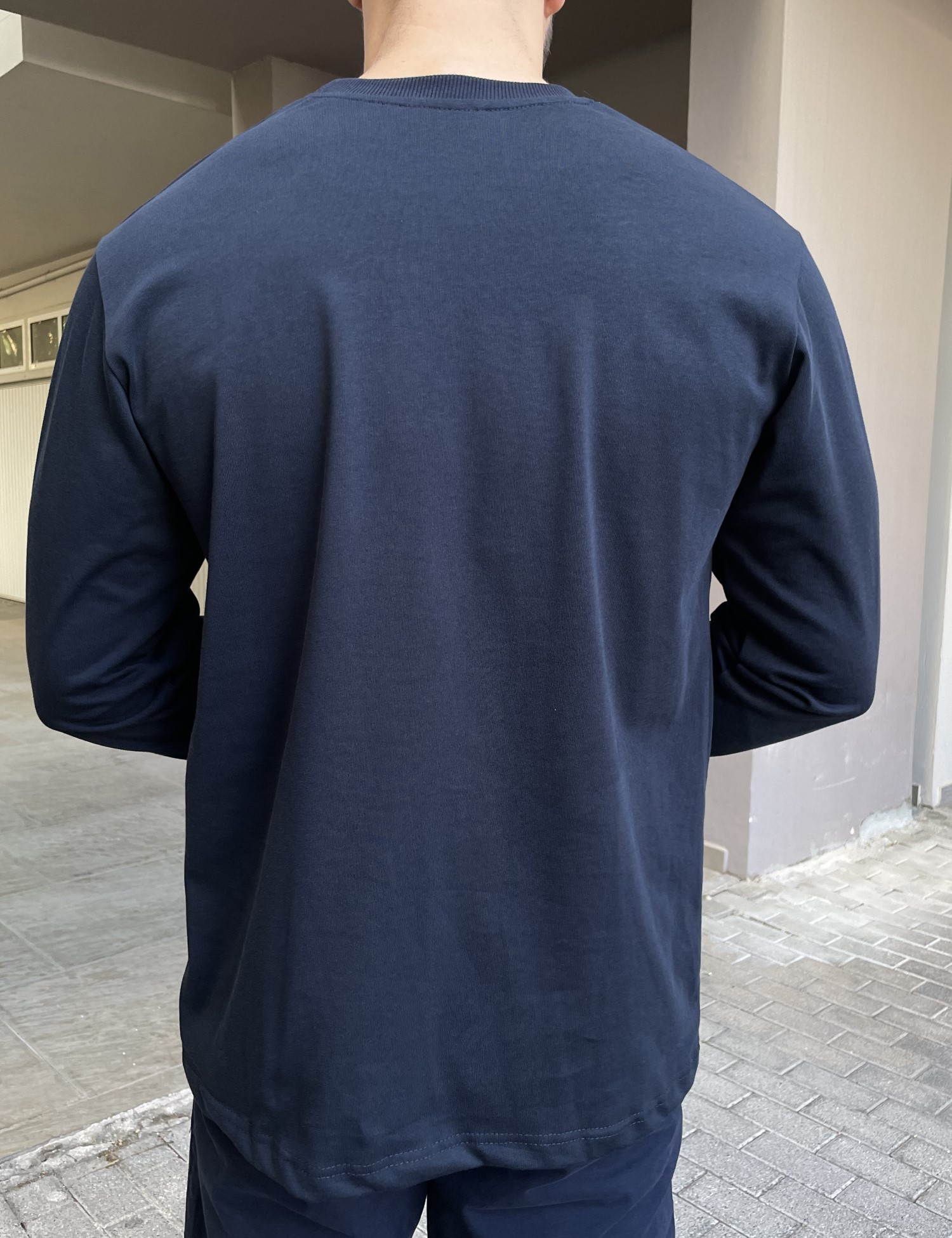 Everbest Ανδρική μπλε navy βαμβακερή μπλούζα Plus size 2610160 φωτογραφία